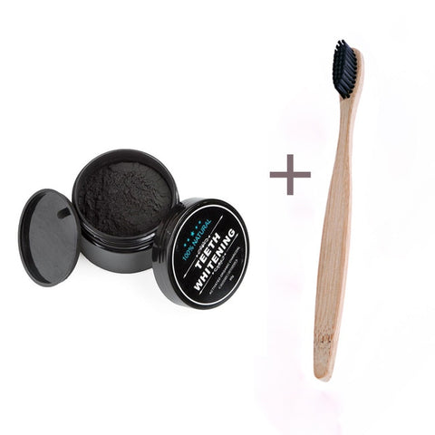 Natural Charcoal Powder For Teeth Whitening + Brush