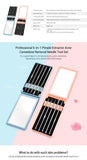 Portable Mirror + 5pcs Acne Removal Tools